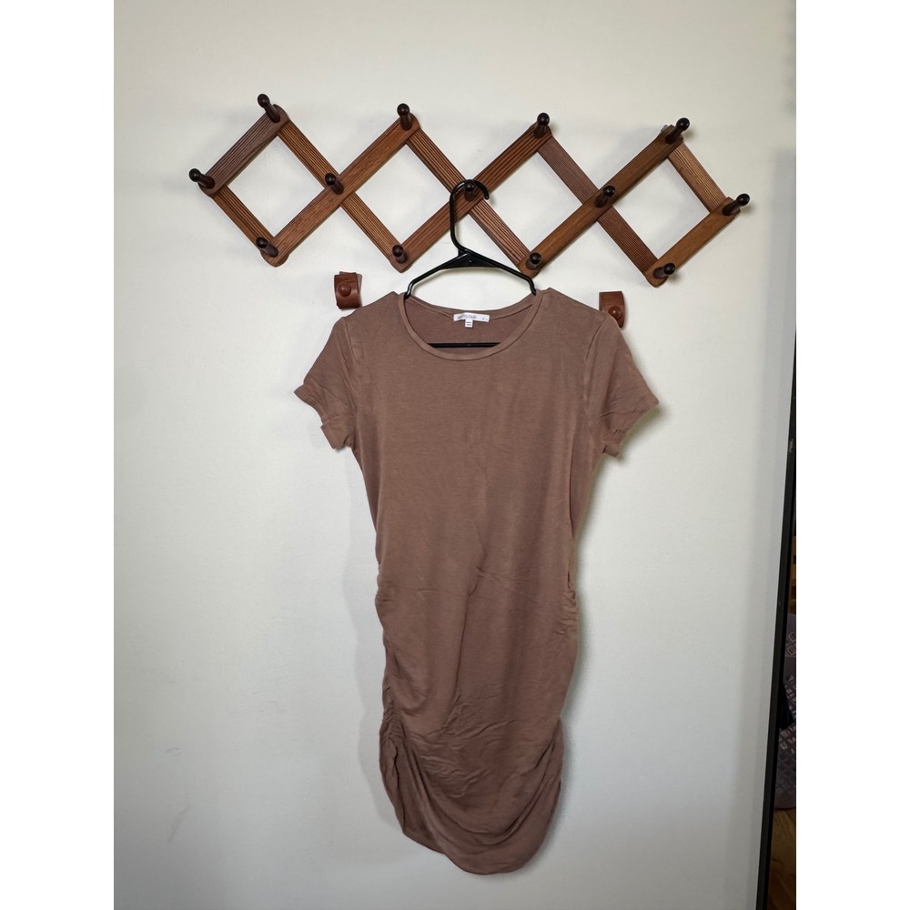 Y2K Fairycore  Mauve Brown Ruched T-Shirt Dress Whimsigoth Asymmetric  Mini L